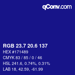 カラーコード: RGB 23.7 20.6 137 | qconv.com