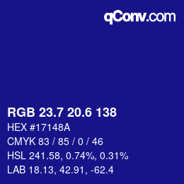 カラーコード: RGB 23.7 20.6 138 | qconv.com