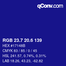 カラーコード: RGB 23.7 20.6 139 | qconv.com