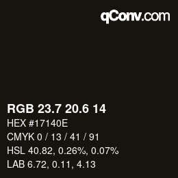 カラーコード: RGB 23.7 20.6 14 | qconv.com