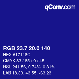 カラーコード: RGB 23.7 20.6 140 | qconv.com