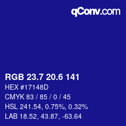 カラーコード: RGB 23.7 20.6 141 | qconv.com