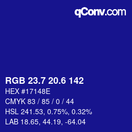 カラーコード: RGB 23.7 20.6 142 | qconv.com