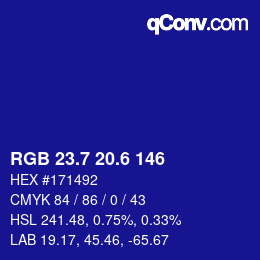 カラーコード: RGB 23.7 20.6 146 | qconv.com
