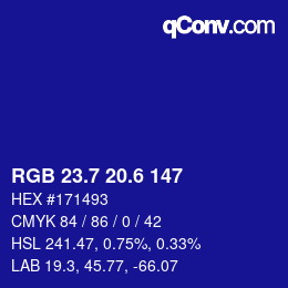 カラーコード: RGB 23.7 20.6 147 | qconv.com
