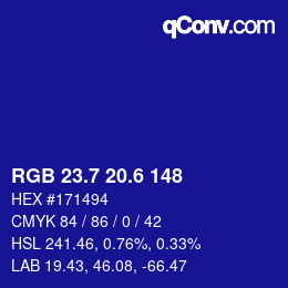 カラーコード: RGB 23.7 20.6 148 | qconv.com