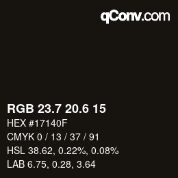 カラーコード: RGB 23.7 20.6 15 | qconv.com