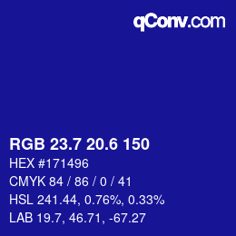 カラーコード: RGB 23.7 20.6 150 | qconv.com