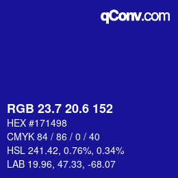 カラーコード: RGB 23.7 20.6 152 | qconv.com