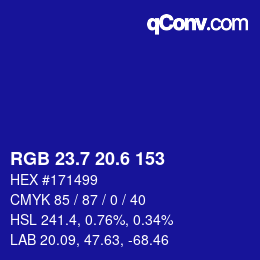 カラーコード: RGB 23.7 20.6 153 | qconv.com