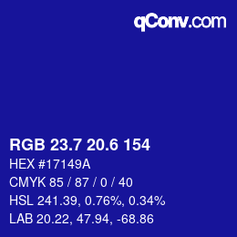 カラーコード: RGB 23.7 20.6 154 | qconv.com