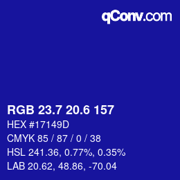 カラーコード: RGB 23.7 20.6 157 | qconv.com