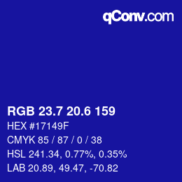 カラーコード: RGB 23.7 20.6 159 | qconv.com