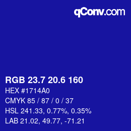 カラーコード: RGB 23.7 20.6 160 | qconv.com