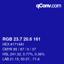 カラーコード: RGB 23.7 20.6 161 | qconv.com