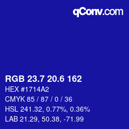 カラーコード: RGB 23.7 20.6 162 | qconv.com