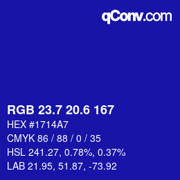 カラーコード: RGB 23.7 20.6 167 | qconv.com