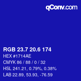 カラーコード: RGB 23.7 20.6 174 | qconv.com