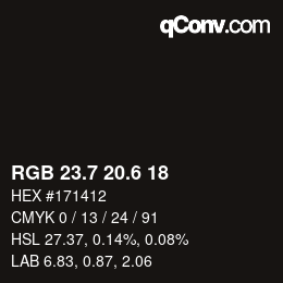カラーコード: RGB 23.7 20.6 18 | qconv.com