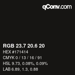 カラーコード: RGB 23.7 20.6 20 | qconv.com