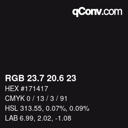 カラーコード: RGB 23.7 20.6 23 | qconv.com