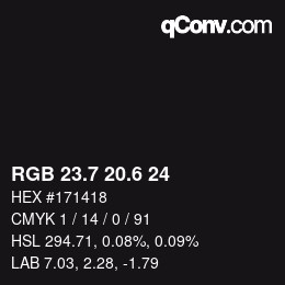 カラーコード: RGB 23.7 20.6 24 | qconv.com
