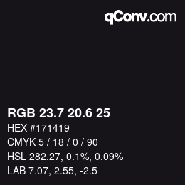 カラーコード: RGB 23.7 20.6 25 | qconv.com