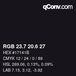 カラーコード: RGB 23.7 20.6 27 | qconv.com
