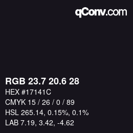 カラーコード: RGB 23.7 20.6 28 | qconv.com