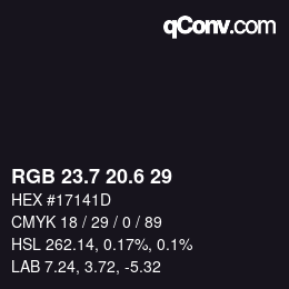 カラーコード: RGB 23.7 20.6 29 | qconv.com
