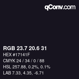 カラーコード: RGB 23.7 20.6 31 | qconv.com