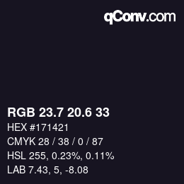 カラーコード: RGB 23.7 20.6 33 | qconv.com