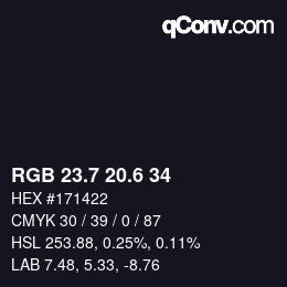 カラーコード: RGB 23.7 20.6 34 | qconv.com