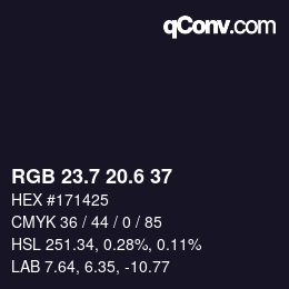 カラーコード: RGB 23.7 20.6 37 | qconv.com