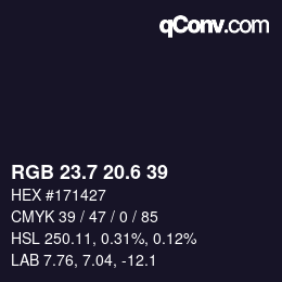 カラーコード: RGB 23.7 20.6 39 | qconv.com