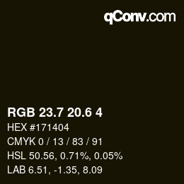 カラーコード: RGB 23.7 20.6 4 | qconv.com