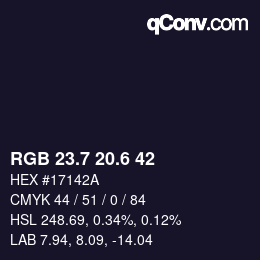 カラーコード: RGB 23.7 20.6 42 | qconv.com