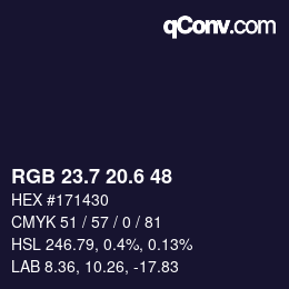 カラーコード: RGB 23.7 20.6 48 | qconv.com