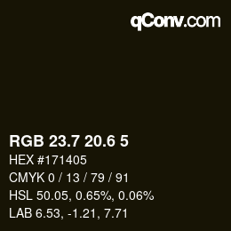カラーコード: RGB 23.7 20.6 5 | qconv.com