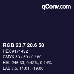 カラーコード: RGB 23.7 20.6 50 | qconv.com