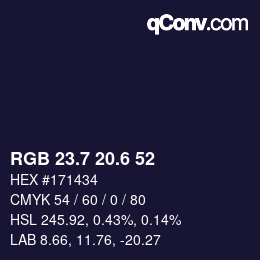 カラーコード: RGB 23.7 20.6 52 | qconv.com