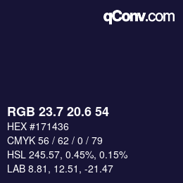 カラーコード: RGB 23.7 20.6 54 | qconv.com
