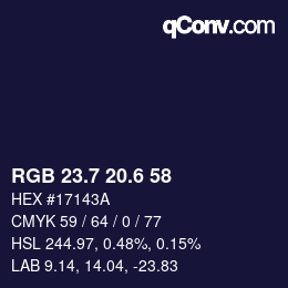 カラーコード: RGB 23.7 20.6 58 | qconv.com