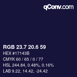 カラーコード: RGB 23.7 20.6 59 | qconv.com