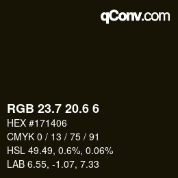 カラーコード: RGB 23.7 20.6 6 | qconv.com