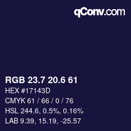 カラーコード: RGB 23.7 20.6 61 | qconv.com