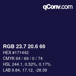 カラーコード: RGB 23.7 20.6 66 | qconv.com