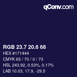 カラーコード: RGB 23.7 20.6 68 | qconv.com