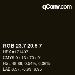 カラーコード: RGB 23.7 20.6 7 | qconv.com