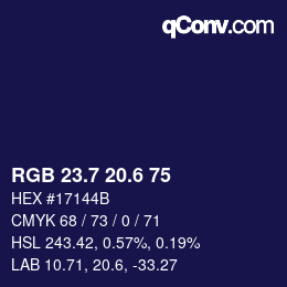 カラーコード: RGB 23.7 20.6 75 | qconv.com